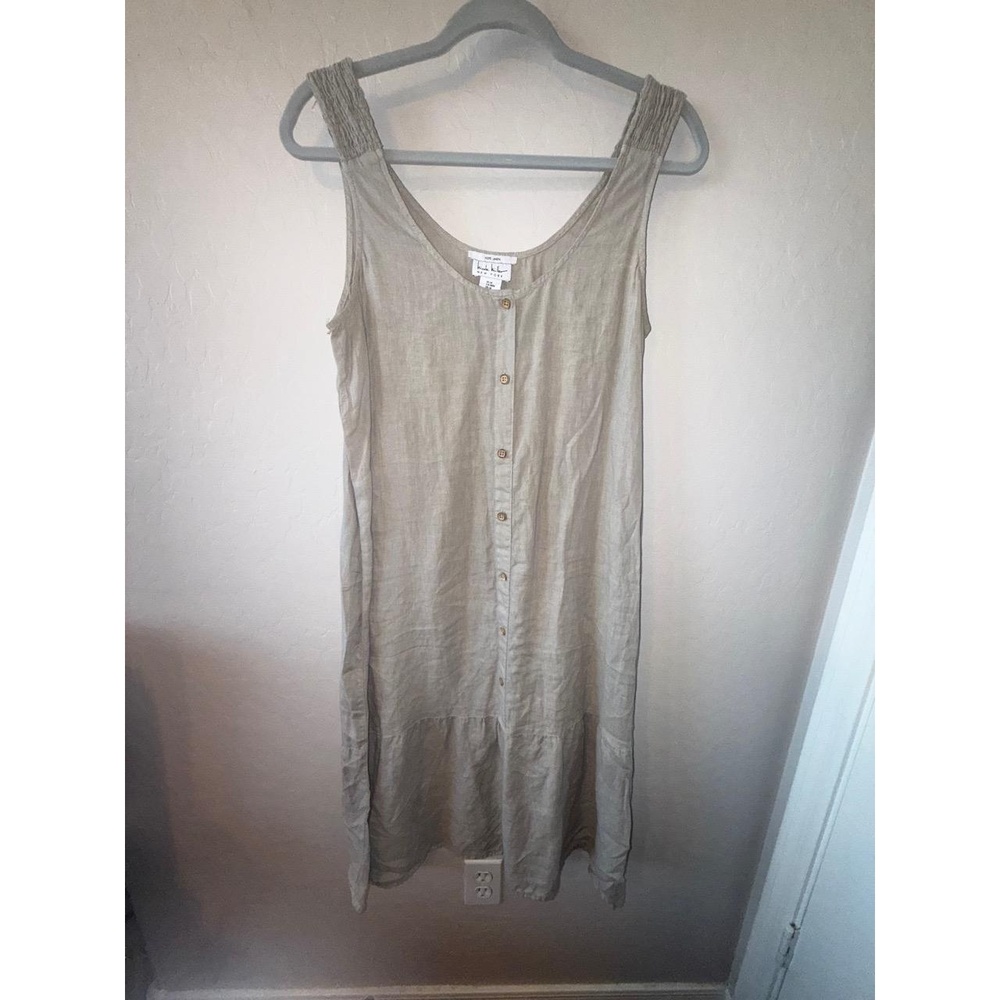 Nicole Miller Dress Womens M White Sleeveless Button Down  Boho Chic Resort‎
